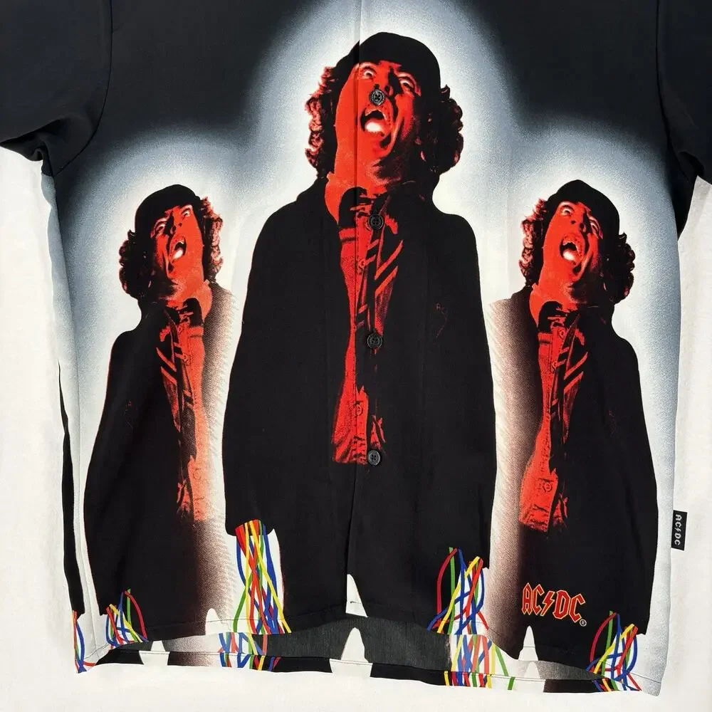 Vintage RARE AC/DC Shirt All Over Print Rockware Dragonfly Clothing Men's Medium